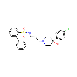 O=S(=O)(NCCCN1CCC(O)(c2ccc(Cl)cc2)CC1)c1ccccc1-c1ccccc1 ZINC000029125980