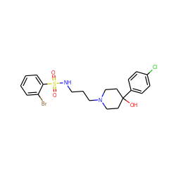 O=S(=O)(NCCCN1CCC(O)(c2ccc(Cl)cc2)CC1)c1ccccc1Br ZINC000029125551