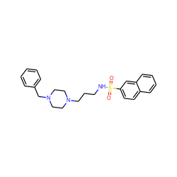 O=S(=O)(NCCCN1CCN(Cc2ccccc2)CC1)c1ccc2ccccc2c1 ZINC000029231234