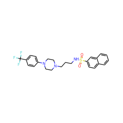 O=S(=O)(NCCCN1CCN(c2ccc(C(F)(F)F)cc2)CC1)c1ccc2ccccc2c1 ZINC000040954321