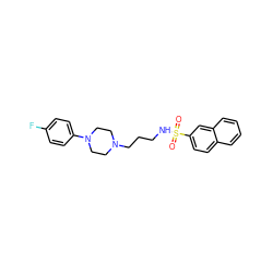 O=S(=O)(NCCCN1CCN(c2ccc(F)cc2)CC1)c1ccc2ccccc2c1 ZINC000012069077