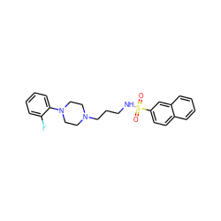 O=S(=O)(NCCCN1CCN(c2ccccc2F)CC1)c1ccc2ccccc2c1 ZINC000012068831