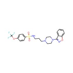 O=S(=O)(NCCCN1CCN(c2noc3ccccc23)CC1)c1ccc(OC(F)(F)F)cc1 ZINC000169352068