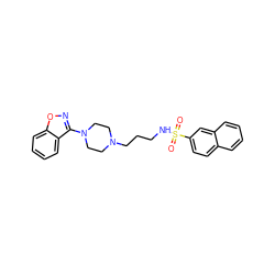 O=S(=O)(NCCCN1CCN(c2noc3ccccc23)CC1)c1ccc2ccccc2c1 ZINC000114602147