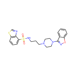 O=S(=O)(NCCCN1CCN(c2noc3ccccc23)CC1)c1cccc2scnc12 ZINC000114600449