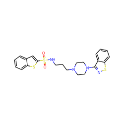 O=S(=O)(NCCCN1CCN(c2nsc3ccccc23)CC1)c1cc2ccccc2s1 ZINC000114599775