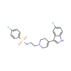 O=S(=O)(NCCN1CC=C(c2c[nH]c3ccc(Cl)cc23)CC1)c1ccc(Cl)cc1 ZINC000114599588