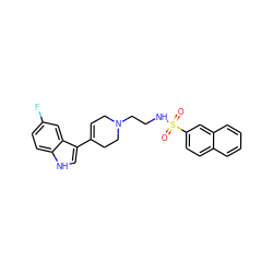 O=S(=O)(NCCN1CC=C(c2c[nH]c3ccc(F)cc23)CC1)c1ccc2ccccc2c1 ZINC000114602838