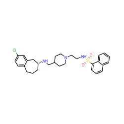 O=S(=O)(NCCN1CCC(CN[C@@H]2CCCc3ccc(Cl)cc3C2)CC1)c1cccc2ccccc12 ZINC000013439459