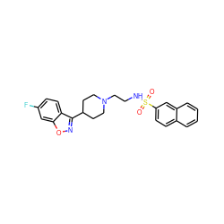 O=S(=O)(NCCN1CCC(c2noc3cc(F)ccc23)CC1)c1ccc2ccccc2c1 ZINC000114601359