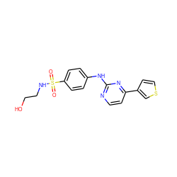 O=S(=O)(NCCO)c1ccc(Nc2nccc(-c3ccsc3)n2)cc1 ZINC000049036902