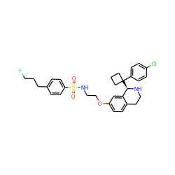 O=S(=O)(NCCOc1ccc2c(c1)[C@@H](C1(c3ccc(Cl)cc3)CCC1)NCC2)c1ccc(CCCF)cc1 ZINC000114978923