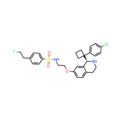 O=S(=O)(NCCOc1ccc2c(c1)[C@@H](C1(c3ccc(Cl)cc3)CCC1)NCC2)c1ccc(CCF)cc1 ZINC000114978414