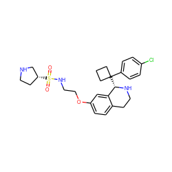 O=S(=O)(NCCOc1ccc2c(c1)[C@H](C1(c3ccc(Cl)cc3)CCC1)NCC2)[C@@H]1CCNC1 ZINC000114980926