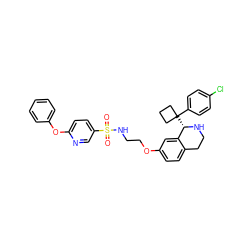 O=S(=O)(NCCOc1ccc2c(c1)[C@H](C1(c3ccc(Cl)cc3)CCC1)NCC2)c1ccc(Oc2ccccc2)nc1 ZINC000114981654