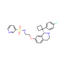 O=S(=O)(NCCOc1ccc2c(c1)[C@H](C1(c3ccc(F)cc3)CCC1)NCC2)c1cccnc1 ZINC000114980076