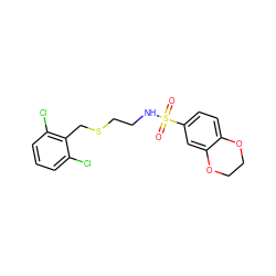 O=S(=O)(NCCSCc1c(Cl)cccc1Cl)c1ccc2c(c1)OCCO2 ZINC000002816780