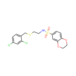 O=S(=O)(NCCSCc1ccc(Cl)cc1Cl)c1ccc2c(c1)OCCO2 ZINC000002990918