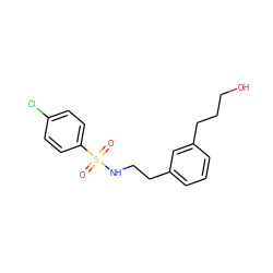 O=S(=O)(NCCc1cccc(CCCO)c1)c1ccc(Cl)cc1 ZINC000072119916