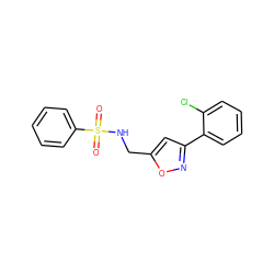 O=S(=O)(NCc1cc(-c2ccccc2Cl)no1)c1ccccc1 ZINC000001393795