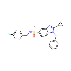 O=S(=O)(NCc1ccc(F)cc1)c1ccc2c(c1)nc(C1CC1)n2Cc1ccccc1 ZINC000028340397