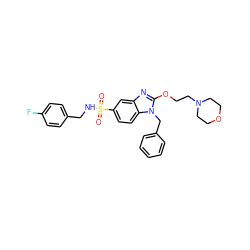 O=S(=O)(NCc1ccc(F)cc1)c1ccc2c(c1)nc(OCCN1CCOCC1)n2Cc1ccccc1 ZINC000028355336