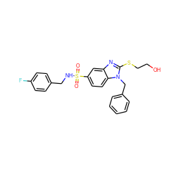 O=S(=O)(NCc1ccc(F)cc1)c1ccc2c(c1)nc(SCCO)n2Cc1ccccc1 ZINC000028337061