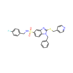 O=S(=O)(NCc1ccc(F)cc1)c1ccc2c(c1)nc(SCc1ccncc1)n2Cc1ccccc1 ZINC000028350238