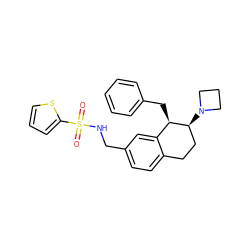 O=S(=O)(NCc1ccc2c(c1)[C@@H](Cc1ccccc1)[C@@H](N1CCC1)CC2)c1cccs1 ZINC000088261027