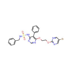 O=S(=O)(NCc1ccccc1)Nc1ncnc(OCCOc2ncc(Br)cn2)c1-c1ccccc1 ZINC000095552809