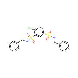 O=S(=O)(NCc1ccccc1)c1ccc(Cl)c(S(=O)(=O)NCc2ccccc2)c1 ZINC000001197005