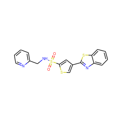 O=S(=O)(NCc1ccccn1)c1cc(-c2nc3ccccc3s2)cs1 ZINC000035815783