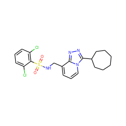 O=S(=O)(NCc1cccn2c(C3CCCCCC3)nnc12)c1c(Cl)cccc1Cl ZINC000072108639