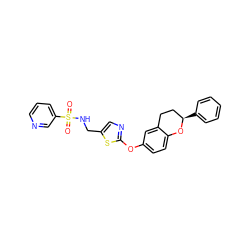 O=S(=O)(NCc1cnc(Oc2ccc3c(c2)CC[C@@H](c2ccccc2)O3)s1)c1cccnc1 ZINC000169710488