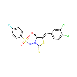 O=S(=O)(NN1C(=S)S/C(=C\c2ccc(Cl)c(Cl)c2)[C@@H]1O)c1ccc(F)cc1 ZINC000028569158