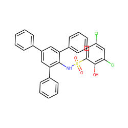 O=S(=O)(Nc1c(-c2ccccc2)cc(-c2ccccc2)cc1-c1ccccc1)c1cc(Cl)cc(Cl)c1O ZINC000028951312