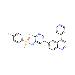 O=S(=O)(Nc1cc(-c2ccc3nccc(-c4ccncc4)c3c2)cnc1Cl)c1ccc(F)cc1 ZINC000072317575