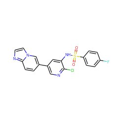 O=S(=O)(Nc1cc(-c2ccc3nccn3c2)cnc1Cl)c1ccc(F)cc1 ZINC000072181461