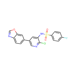 O=S(=O)(Nc1cc(-c2ccc3ncoc3c2)cnc1Cl)c1ccc(F)cc1 ZINC000072179242