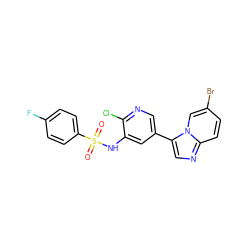 O=S(=O)(Nc1cc(-c2cnc3ccc(Br)cn23)cnc1Cl)c1ccc(F)cc1 ZINC000113699131