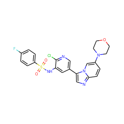 O=S(=O)(Nc1cc(-c2cnc3ccc(N4CCOCC4)cn23)cnc1Cl)c1ccc(F)cc1 ZINC000113699521