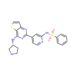 O=S(=O)(Nc1cc(-c2nc(N[C@@H]3CCNC3)c3sccc3n2)ccn1)c1ccccc1 ZINC000149010604