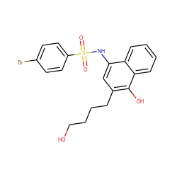 O=S(=O)(Nc1cc(CCCCO)c(O)c2ccccc12)c1ccc(Br)cc1 ZINC000169348358