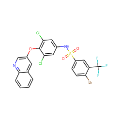 O=S(=O)(Nc1cc(Cl)c(Oc2cnc3ccccc3c2)c(Cl)c1)c1ccc(Br)c(C(F)(F)F)c1 ZINC001772611673