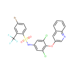 O=S(=O)(Nc1cc(Cl)c(Oc2cnc3ccccc3c2)c(Cl)c1)c1ccc(Br)cc1C(F)(F)F ZINC001772571804