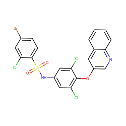 O=S(=O)(Nc1cc(Cl)c(Oc2cnc3ccccc3c2)c(Cl)c1)c1ccc(Br)cc1Cl ZINC001772572467