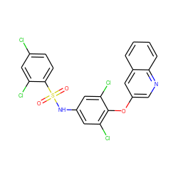 O=S(=O)(Nc1cc(Cl)c(Oc2cnc3ccccc3c2)c(Cl)c1)c1ccc(Cl)cc1Cl ZINC000006485945