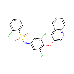 O=S(=O)(Nc1cc(Cl)c(Oc2cnc3ccccc3c2)c(Cl)c1)c1ccccc1Cl ZINC001772617851