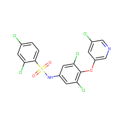 O=S(=O)(Nc1cc(Cl)c(Oc2cncc(Cl)c2)c(Cl)c1)c1ccc(Cl)cc1Cl ZINC000095590189