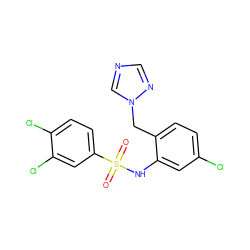 O=S(=O)(Nc1cc(Cl)ccc1Cn1cncn1)c1ccc(Cl)c(Cl)c1 ZINC000095559375